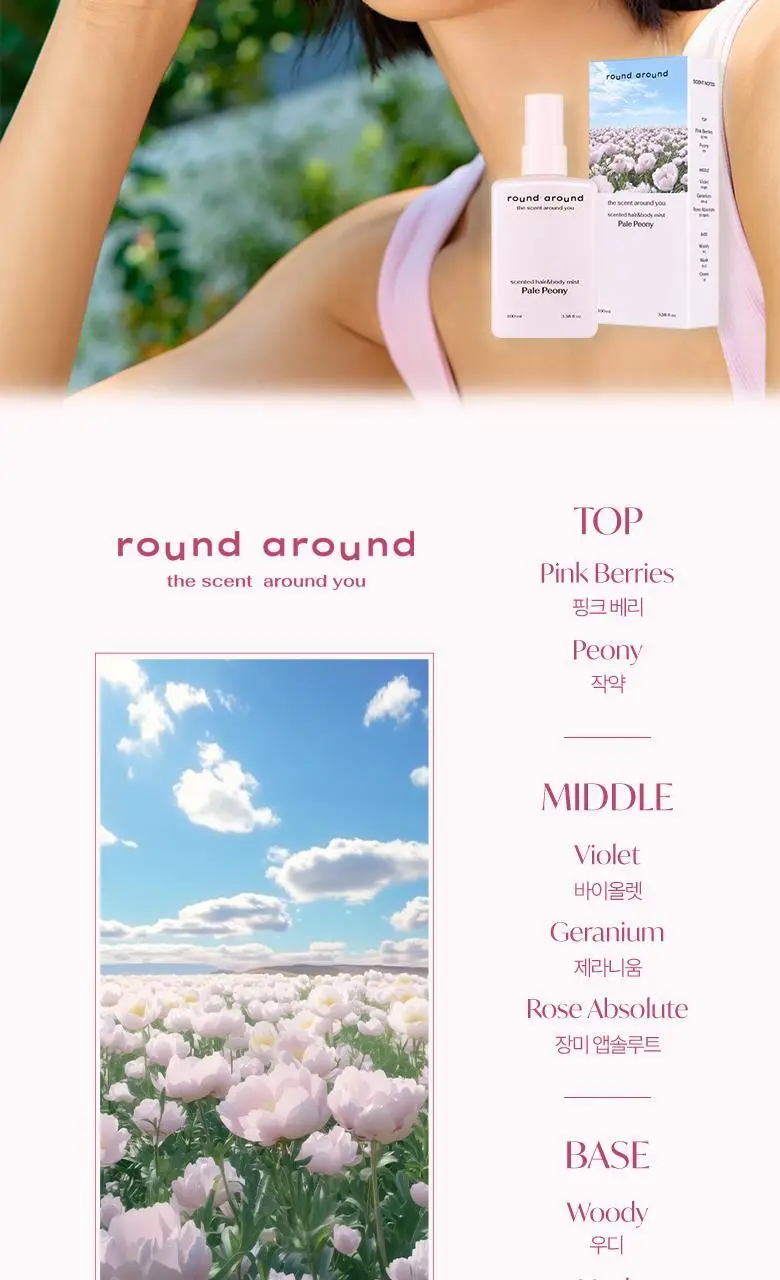 [산뜻수분] 라운드어라운드 센티드 헤어&바디 미스트 100ml 상세페이지 10
